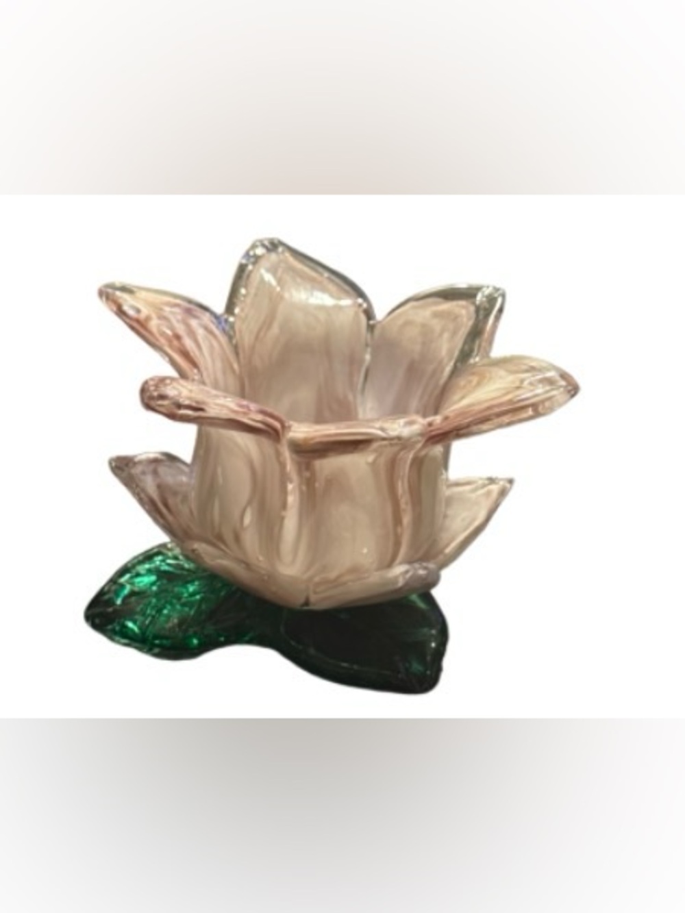 Handblown art  Glass Flower tulip votive holder